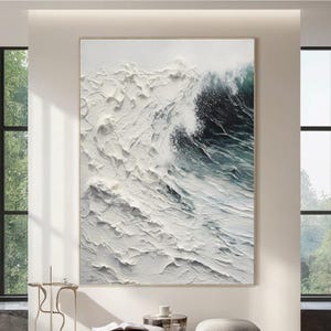 Dipinto originale in stile gesso su tela, dipinto con texture pesante, grande opera d&#39;arte murale con texture 3D, decorazione minimalista per la parete del soggiorno.