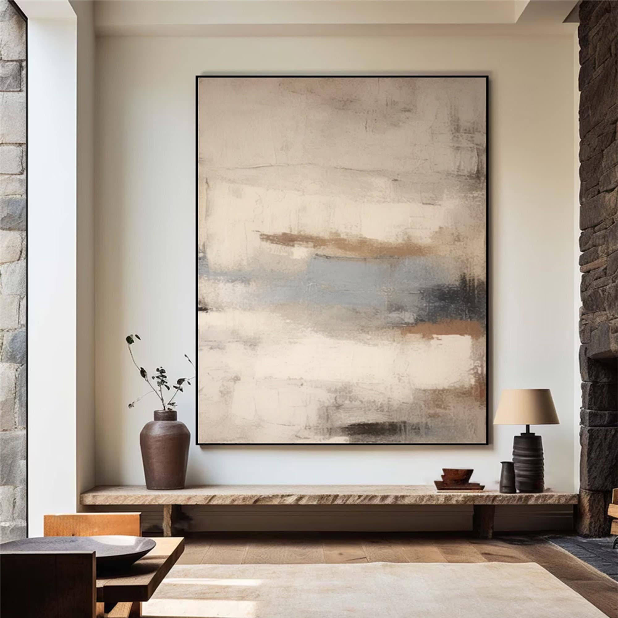 Beige Abstract Painting: Modern Textured Canvas Art - Etsy