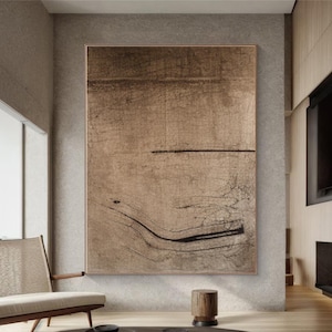 Brown Wabi Sabi Wall Art Beige And Brown Painting on Canvas Minimalist Painting Texture Wall Art Beige Abstract Painting Modern Wall Decor