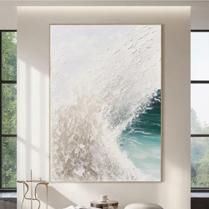 Textured Blue Ocean Wave Painting on Canvas Ocean Beach Art Hand Painted Oversized Heavy Textured Art Abstract Painting Contemporary Art