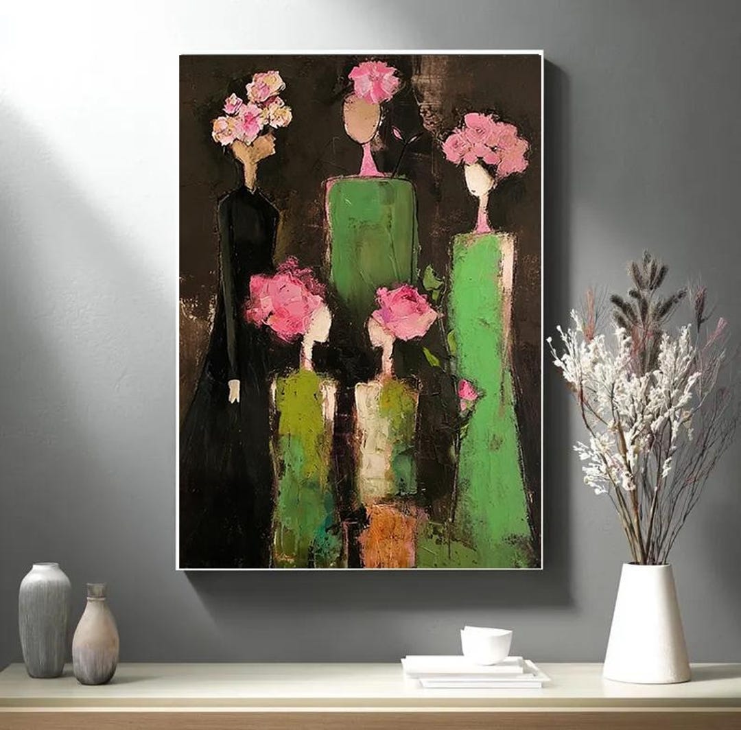 Abstract Female Portrait Oil Painting: Textured Figurative Wall Art ...