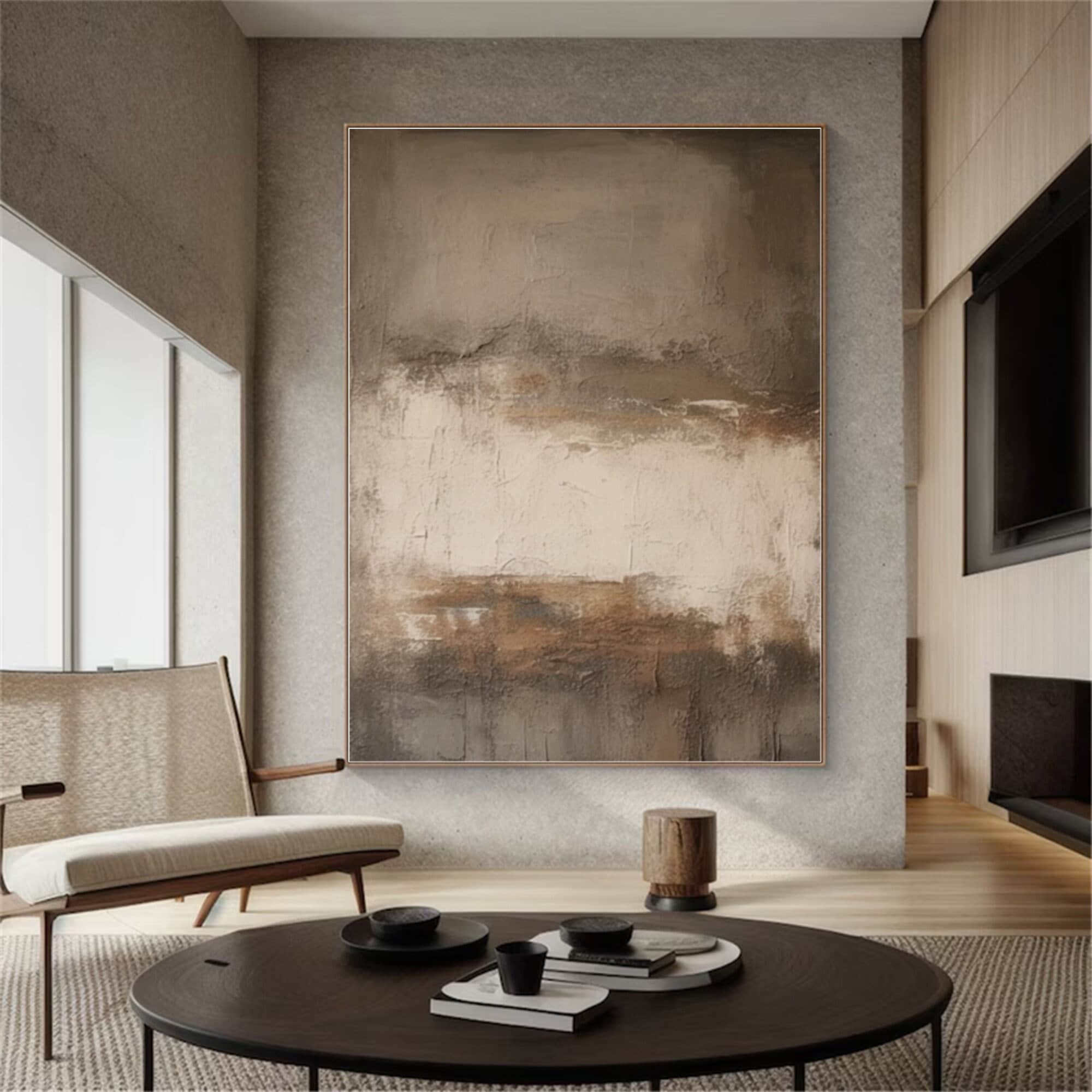 Black And Brown Painting Wabi Sabi Wall Art 3D Texture Wall Art Brown Minimalist Painting Textured Canvas Wall Art Beige Abstract Wall Decor