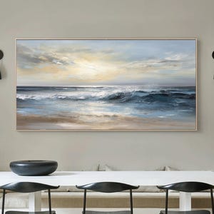 Large 3D Textured Wall Art Ocean Painting Wabi Wabi Wall Art Textured Wall Painting Sunrise Wall Art Original Wave Wall Art Wave Painting