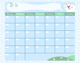 Cute Duck Open Printable Calendar, Digital Download Calendar, Instant ...