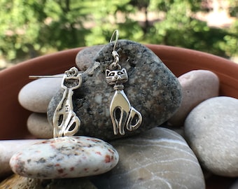 Zen cats hook earrings Sterling 925 Silver - TSE017