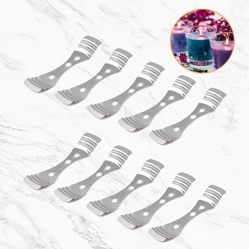 20pcs Metal Candle Wick Centering Devices, Silver Stainless Steel Candle Wick Holder for Candle Making zdjęcie 3