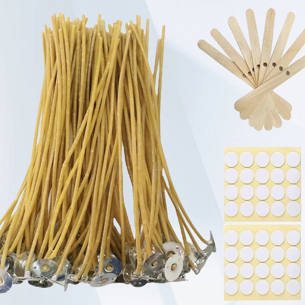 Bienenwachs-Kerzendochte 100 Stück 8/6 / 3,5-Zoll-2,5-mm-Kerzendochte Vorgewachste Kerzendochte Hanf-Dochte Kerzendochtbutter Kerzenherstellungsdochte