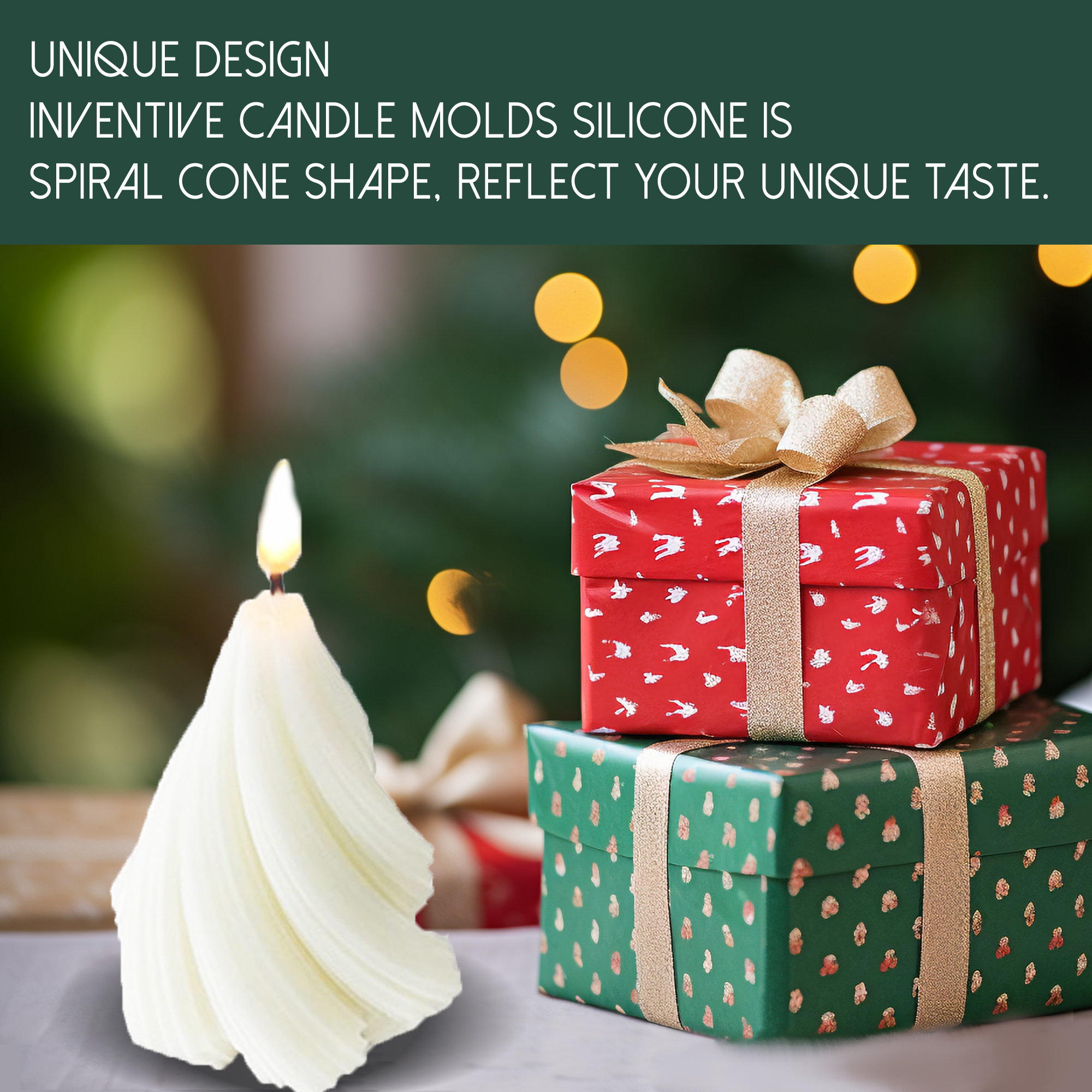 VUTEHO 3D Spiral Cone Shape Candle Molds Silicone, Molds for