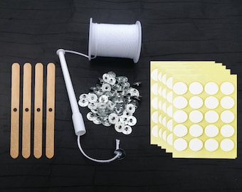 Kerzendochtrolle, 200 Fuß 24 Dochtspule, Kerzendochte für die Kerzenherstellung mit Dochtaufklebern,Dochthaltern und Dochtbasen.