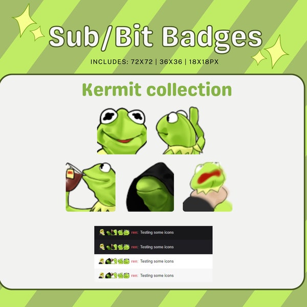 Twitch Bit Sub Badges | Kermit the frog