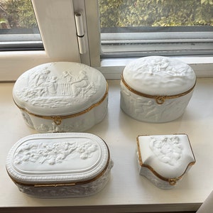 Limoges France JL Coquet Bisque  Bisquit 4 pezzi