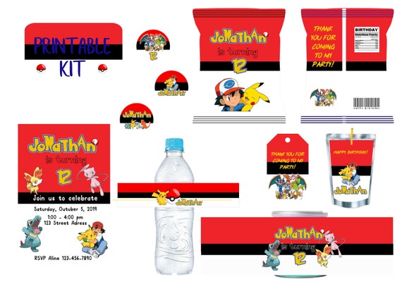 Pokemon Water Bottle Labels 