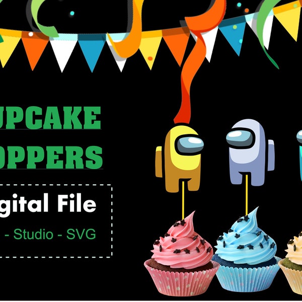 Videogame among us Digital download File Party Template Printable Cupcake Toppers Silhouette Studio / SVG / PDF