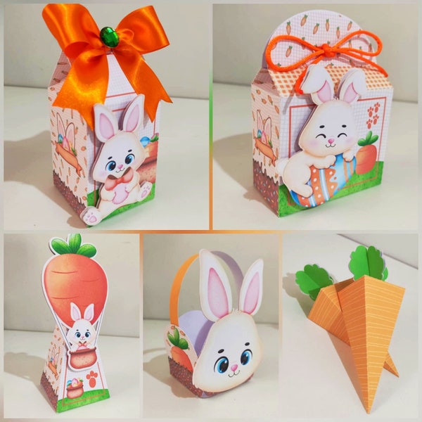 DIY Printable File Template Easter Bunny Chocolate Carrot box almond wrappers Silhouette | JPG | SVG