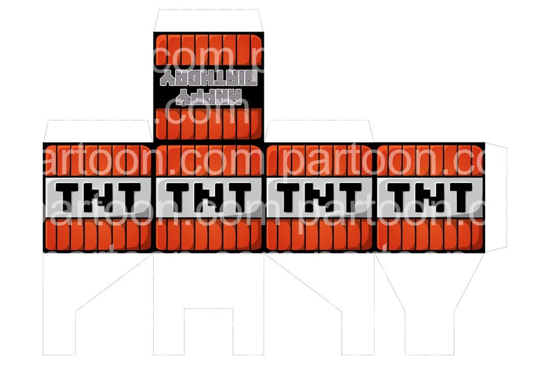 DIY File Template Printable Minecraft TNT Treat Box Birthday Decoration