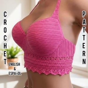 English&Español. Crochet pattern for top Bralette. Clear crochet tutorial for crochet bikini bra and top. Patron de crochet para el top.