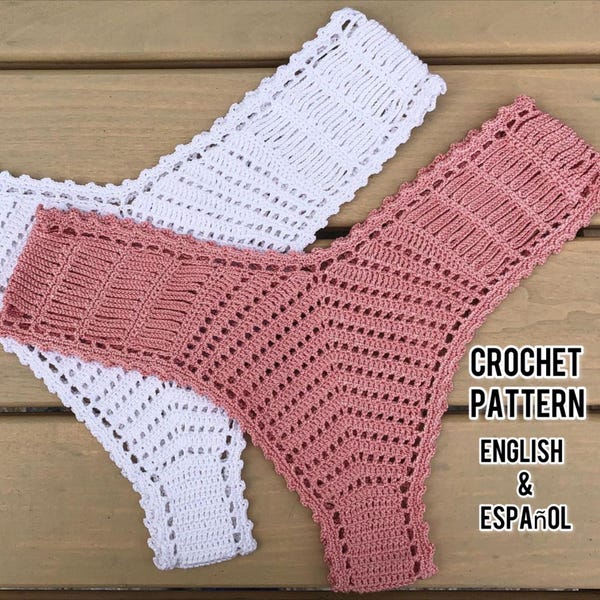 Archivo PDF del patrón de braguita de bikini brasileña de crochet "Michelle". Tutorial para braguita de bikini de crochet. Patrón de braguita brasileña de crochet.