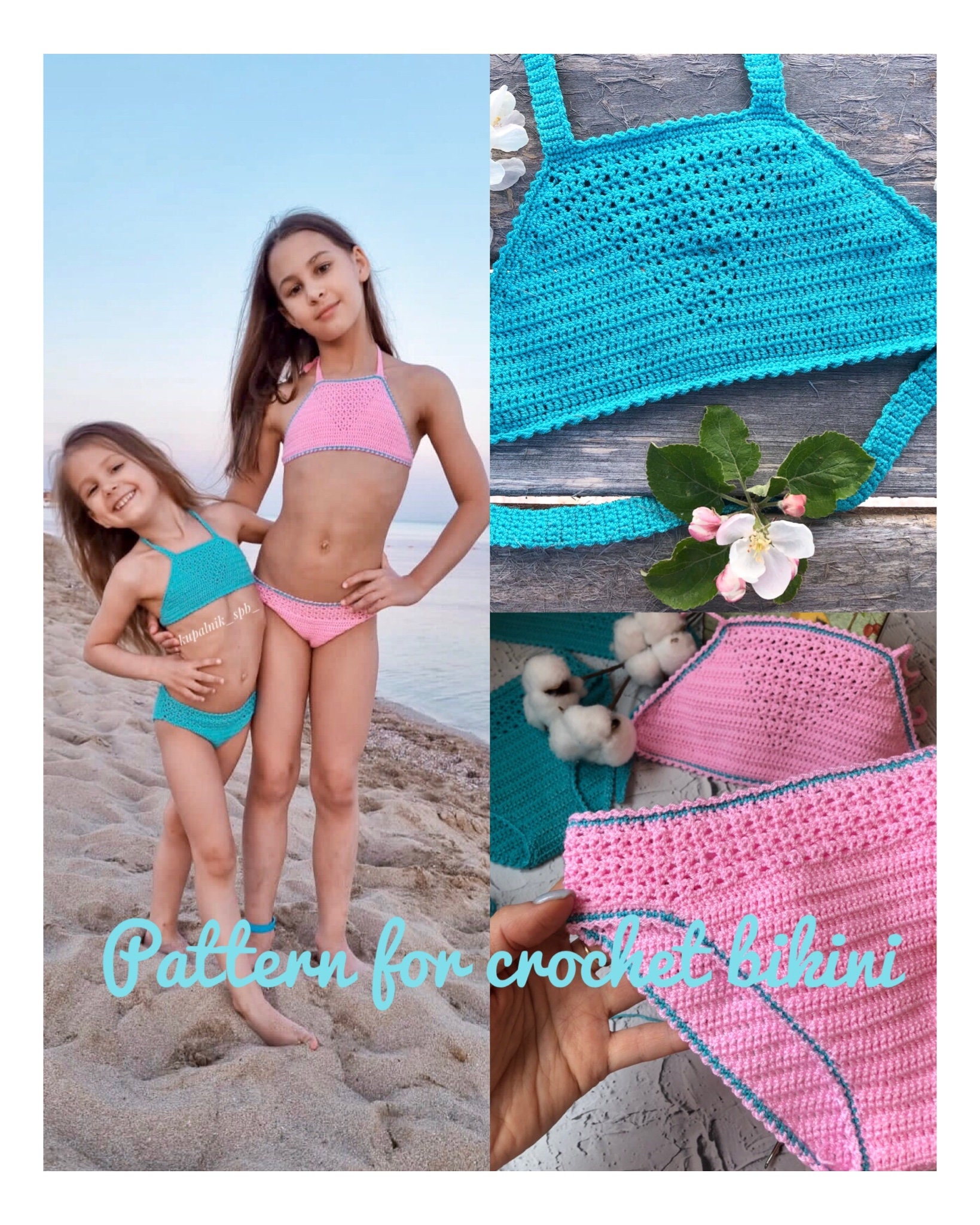 vergaan Steil Uitvoeren Pattern for Crochet Bikini for Kids bounty. Crochet Swimsuit - Etsy