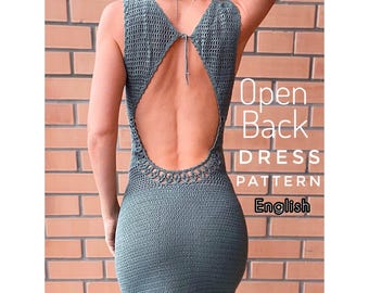 Patrón de crochet para vestido con espalda descubierta para adolescentes y mujeres, tallas XS-Xl. Patrón de crochet para vestido sin espalda.