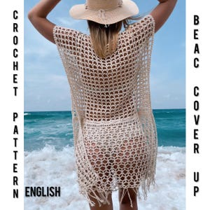 English. Openwork tunic pattern. Crochet beach cover up pattern. Sizes xs-3xl.