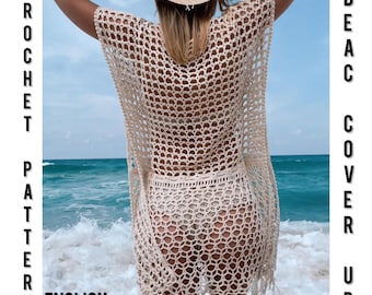 English. Openwork tunic pattern. Crochet beach cover up pattern. Sizes xs-3xl.