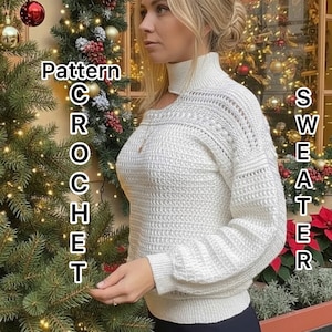 Round Collar high neck One Shoulder crochet Sweater pattern for kids 8-12 y and adults. The turtleneck one shoulder crochet sweater pattern.