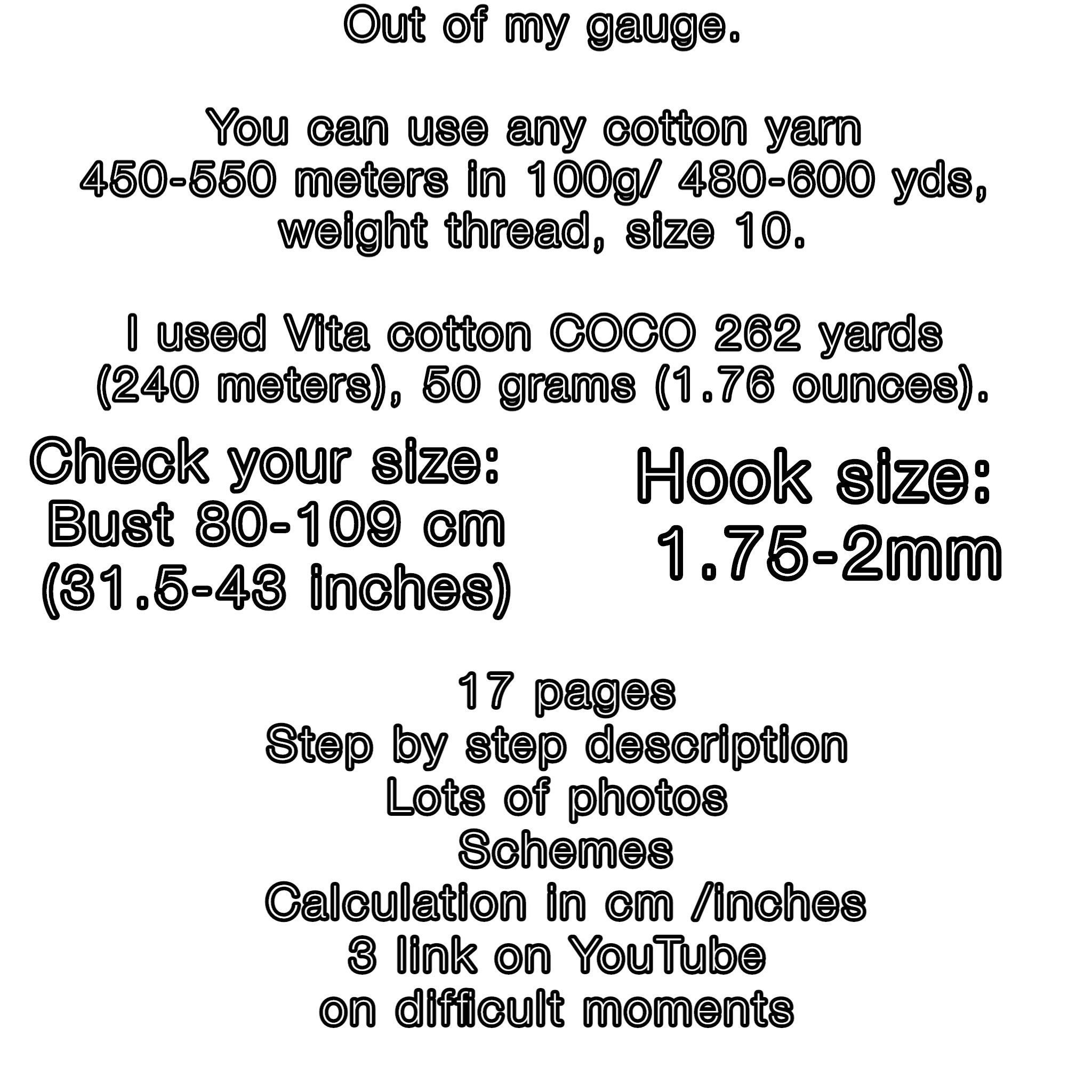 Pattern for Crochet Summer Top. Sizes XS2XL. Patron De Etsy