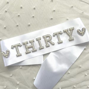 Sparkle Pearl 30th Birthday Sash | Personalised Birthday Party Sash | Last Disco theme | Diamanté Sparkle Sash | thirty Sash | Birthday Gift