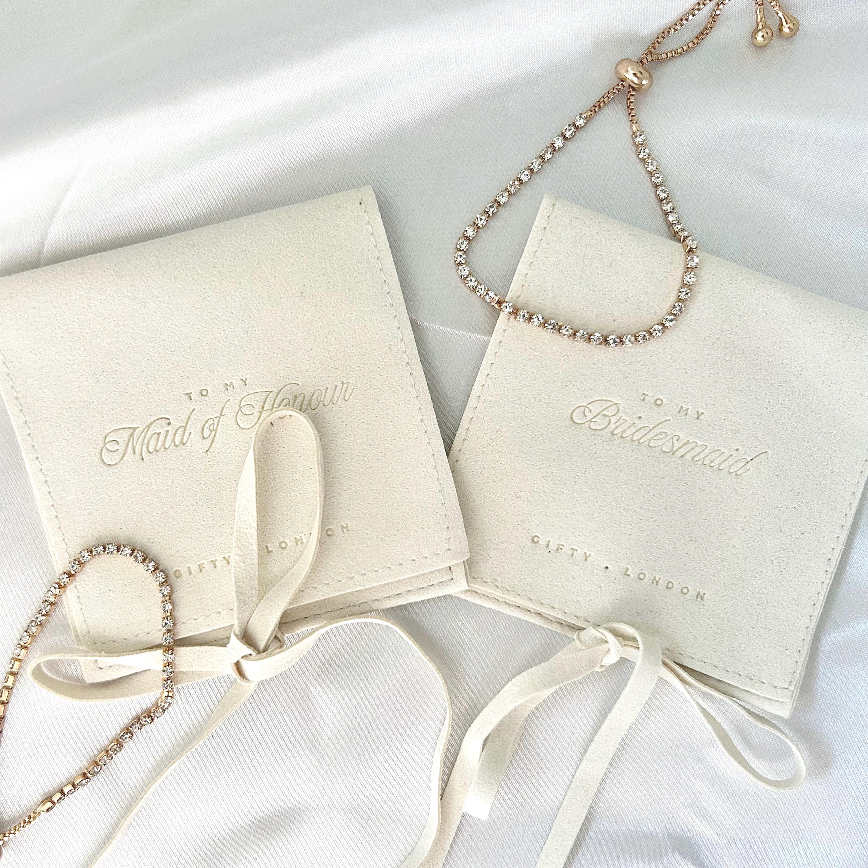 Gold Bridesmaid Bracelet | Bridesmaid Gift | Maid of Honour | Bridesmaid Jewellery | Mother of the bride | Flower Girl | Jewellery Pouch