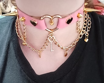 EYES Pastel Goth Halloween Choker With Chain Collar Alternative Eco