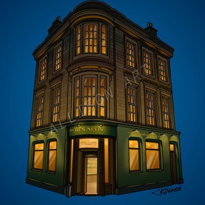 THE BEN NEVIS - bars, pubs, whisky, whiskey, poster, gift, Glasgow, Scotland, Scottish, illustration, art