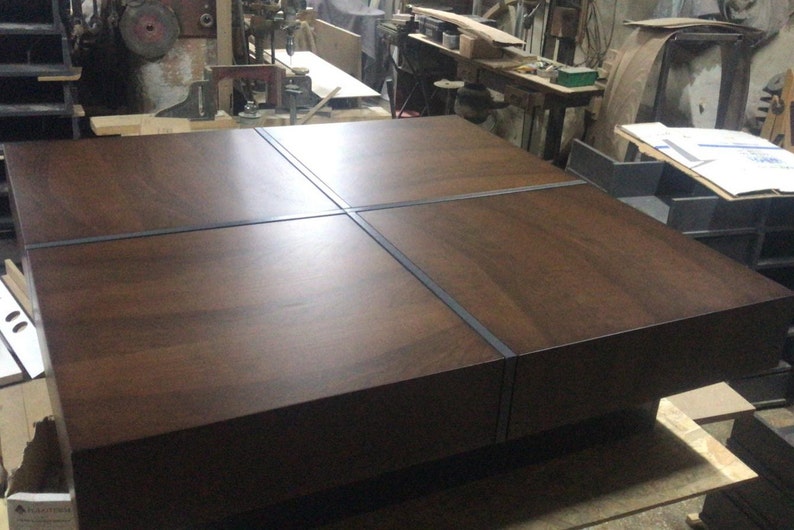 Walnut Coffee Table With Drawers / Coffee Table With Storage / Etsy
