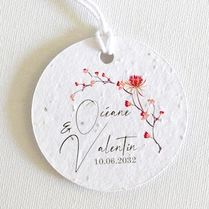 Lot d'étiquettes mariage personnalisées à planter. Jolies étiquettes mariage fabriquées à partir de papier ensemencé. Solstice d’Été