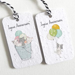 Étiquettes cadeaux (lot de 6 ou 12) fabriquées à partir de papier ensemencé. Étiquettes écoresponsables qui se transforment en jolies fleurs