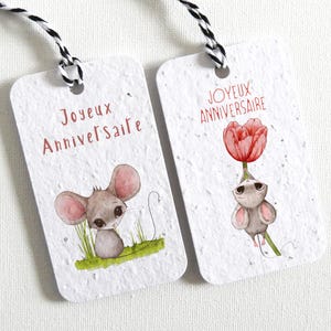 Étiquettes cadeaux (lot de 6 ou 12) fabriquées à partir de papier ensemencé. Étiquettes écoresponsables qui se transforment en jolies fleurs
