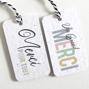Étiquettes cadeaux (lot de 6 ou 12) fabriquées à partir de papier ensemencé. Étiquettes écoresponsables qui se transforment en jolies fleurs