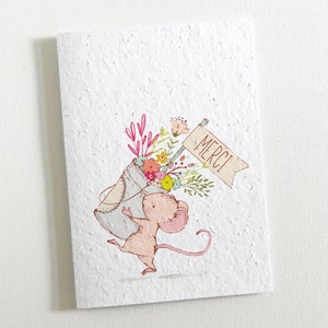 Carte à planter Merci. Carte merci fabriquée à partir de papier ensemencé, la carte se transformera en joli bouquet de fleurs.