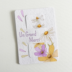 Carte et marque-page à planter personnalisé. Cadeau merci Maîtresse, ATSEM qui se transforme en joli bouquet de fleurs. papier ensemencé