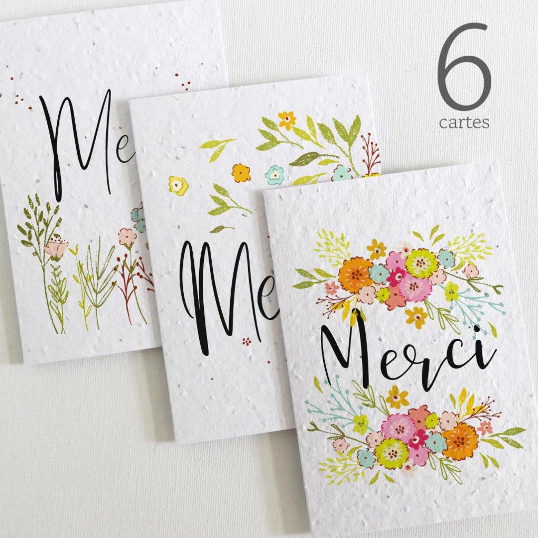 Set of 6 Plantable Thank You Cards. Made From Seed Paper, These Cards ...