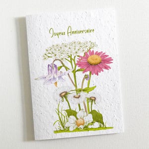 Carte à planter anniversaire: Botanica. Carte fabriquée à partir papier ensemencé. la carte qui se transforme en joli bouquet de fleurs