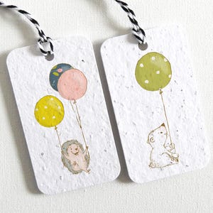 Étiquettes cadeaux (lot de 6 ou 12) fabriquées à partir de papier ensemencé. Étiquettes écoresponsables qui se transforment en jolies fleurs