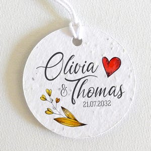 Lot d'étiquettes mariage personnalisées à planter. Belles étiquettes de mariage fabriquées à partir de papier ensemencé.  Modèle: Boho