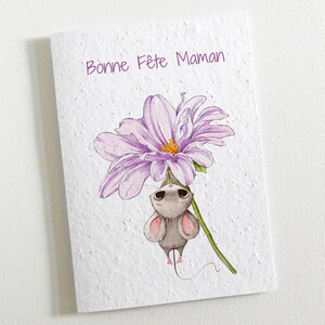 Une belle carte à planter Fête des Mères. Carte ‘Bonne Fête Maman’ fabriquée à partir du papier ensemencé. Jolie Carte originale qui fleurit