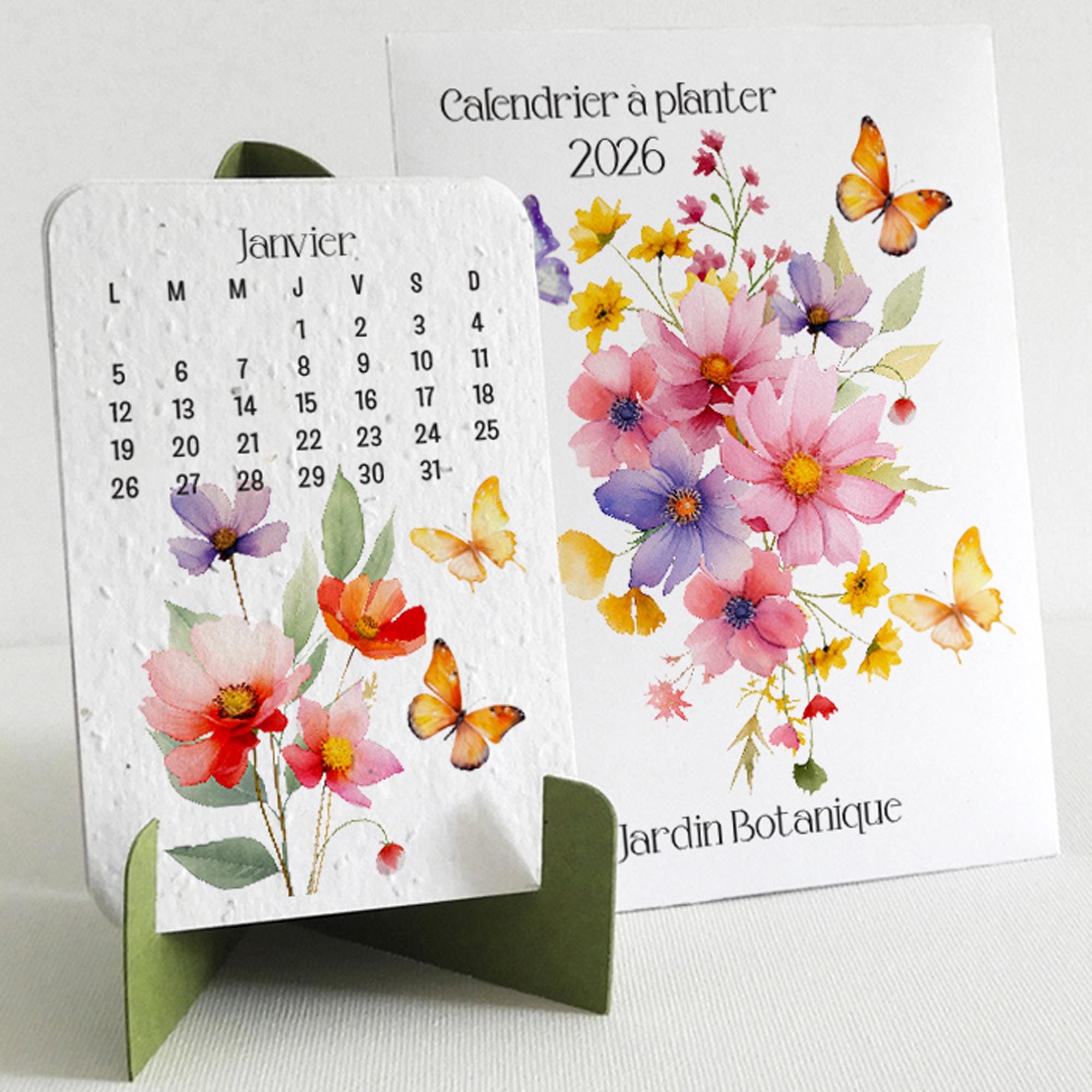 Calendrier 2026 à Planter - Papier Semences Écologique - Cadeau Original Pour Bureau Ou Maison
