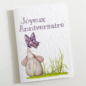 Carte à planter anniversaire: La Souris et Le Papillon. Carte écoresponsable qui se transforme en jolies fleurs