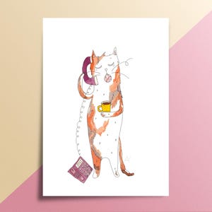 David Meowie. Lámina artística tierna y divertida