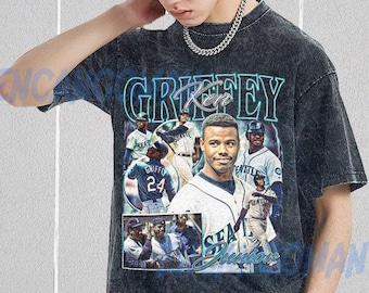 Vintage Wash Ken Griffey Jr. Shirt, Classic 90s Graphic Tee, Unisex, Vintage Bootleg, Gift, Retro