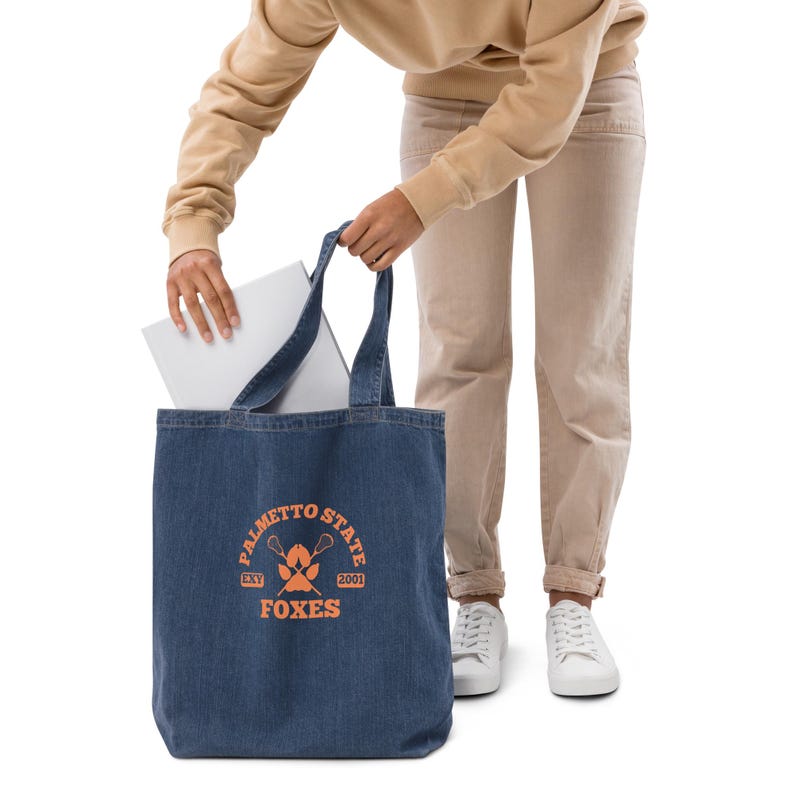 Organic Denim Foxhole Court Totle Bag Orange Text
