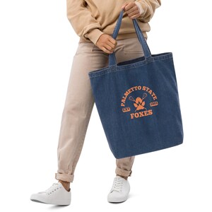 Organic Denim Foxhole Court Totle Bag Orange Text