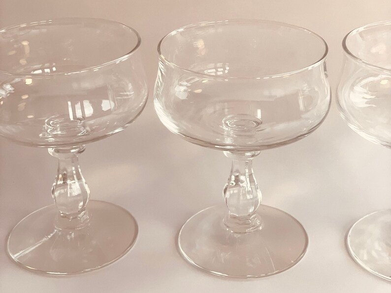 Vintage Coupe Glasses with Detailed Stem. Set of 5. image 6